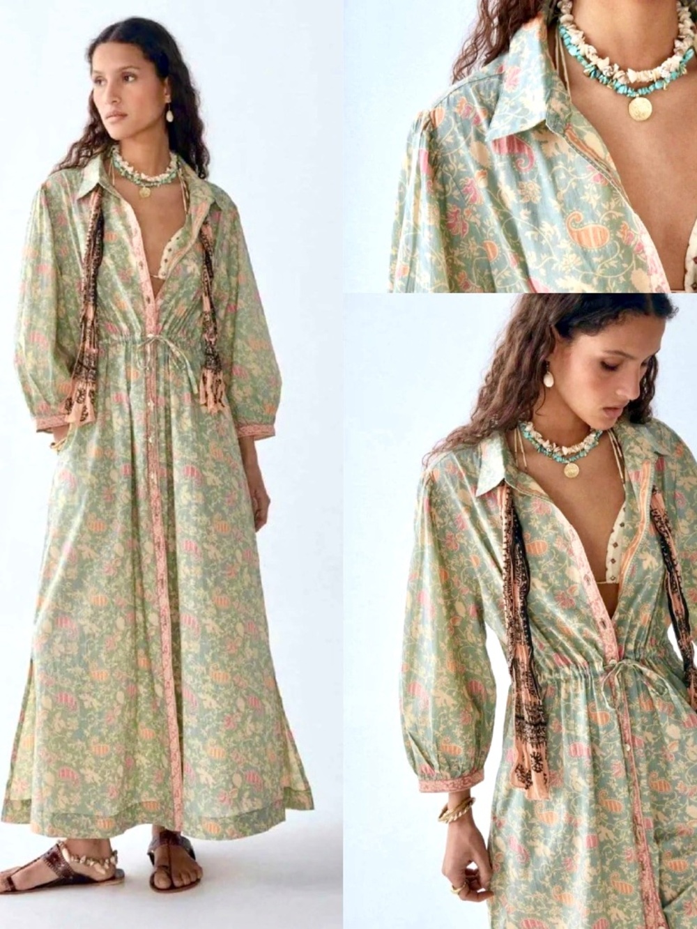 MAISON HOTEL Floral Paisley Cotton Button Front Maxi Dress - NWT! - XS
